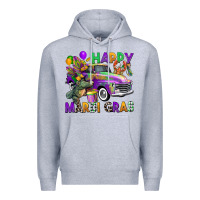 Heather Grey happy mardi gras truck Premium Hoodie - CowGirlArtShop