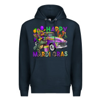 Navy happy mardi gras truck Premium Hoodie - CowGirlArtShop