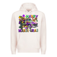Pale Pink happy mardi gras truck Premium Hoodie - CowGirlArtShop