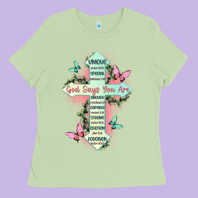 God Says You Are Cross Ladies Tee Designed By Jahusdesignshop