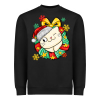Christmas Wreaths Cat Heavyweight Sweatshirt | Teevron