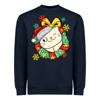 Navy Christmas wreaths cat Heavyweight Sweatshirt - MaliasSmallBusiness