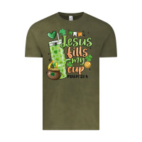 Vintage Olive st. patricks day jesus fills my cup Vintage Tee - MaliasSmallBusiness