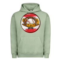 Pigment Oil Green baseball with sunflower round earrings Urban Hoodie - BundleAndBundleShop