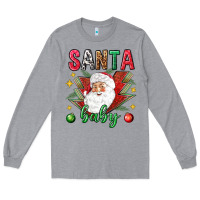 Heather Grey Santa baby Christmas Long Sleeve Tee - NancyCooperArtShop