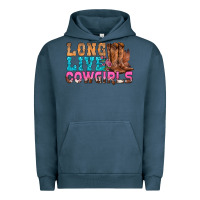 Pigment Midnight Navy Western Long Live Cowgirls With Roses Urban Hoodie - BundleAndBundleShop