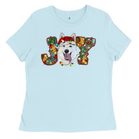 Baby Blue white shepherd christmas joy Ladies Tee - RanaPortraitStore