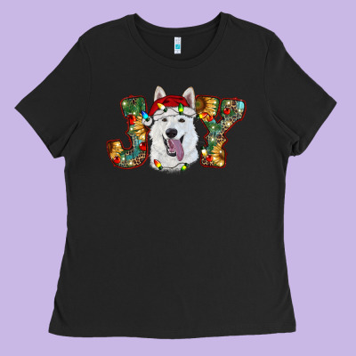 White Shepherd Christmas Joy Ladies Tee Designed By Ranaportraitstore
