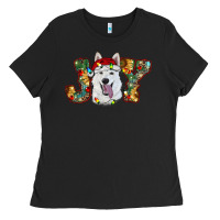 Black white shepherd christmas joy Ladies Tee - RanaPortraitStore