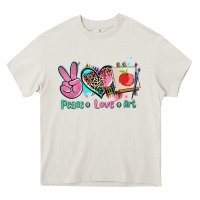 Cream peace love art   ado Heavy Core Tee - AdoDesignShop