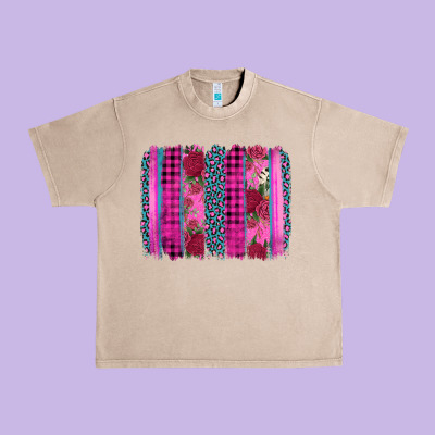 Valentine's Day Floral Leopard Brushstroke Urban Heavy Tee Designed By Adodesignshop