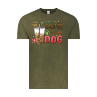 Vintage Olive all i need is coffee and my dog Vintage Tee - MaliasSmallBusiness