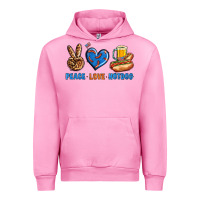 Fuchsia Pink Peace Love Hotdog Urban Hoodie - BundleAndBundleShop