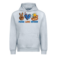 Heather Grey Peace Love Hotdog Urban Hoodie - BundleAndBundleShop