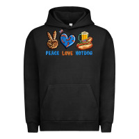 Pigment Black Peace Love Hotdog Urban Hoodie - BundleAndBundleShop