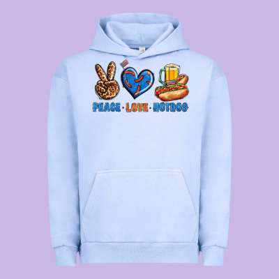 Peace Love Hotdog Urban Hoodie Designed By Bundleandbundleshop