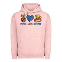 Pigment Salmon Peace Love Hotdog Urban Hoodie - BundleAndBundleShop