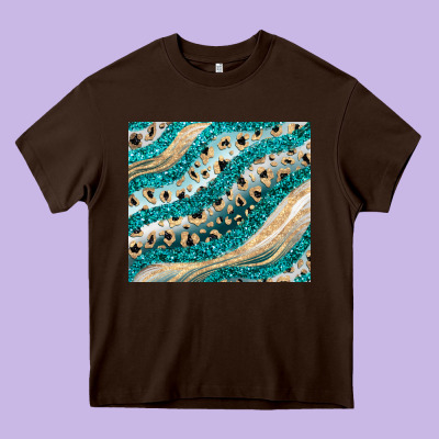 Turquoise Glitter Heavy Core Tee Designed By Jahusdesignshop