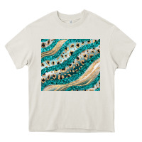 Cream turquoise glitter Heavy Core Tee - JahusDesignShop