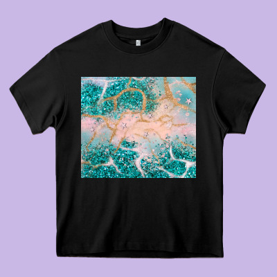 Turquoise Glitter Heavy Core Tee Designed By Jahusdesignshop