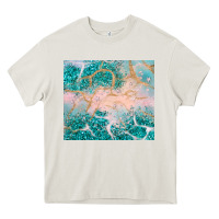 Cream turquoise glitter Heavy Core Tee - JahusDesignShop