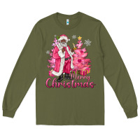 Army Green Pink Merry Christmas Black Santa Long Sleeve Tee - MaliasSmallBusiness