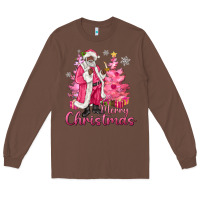 Chestnut Pink Merry Christmas Black Santa Long Sleeve Tee - MaliasSmallBusiness
