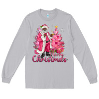 Moon Dust Pink Merry Christmas Black Santa Long Sleeve Tee - MaliasSmallBusiness