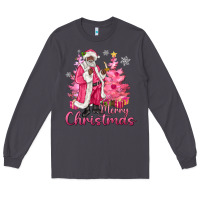 Smoke Pink Merry Christmas Black Santa Long Sleeve Tee - MaliasSmallBusiness
