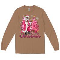 Toasted Coconut Pink Merry Christmas Black Santa Long Sleeve Tee - MaliasSmallBusiness