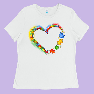 Autism Heart Ladies Tee Designed By Jahusdesignshop