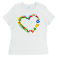 White autism heart Ladies Tee - JahusDesignShop