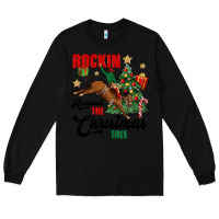Black rockin around the christmas tree Long Sleeve Tee - MaliasSmallBusiness