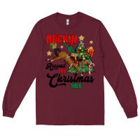 Burgundy rockin around the christmas tree Long Sleeve Tee - MaliasSmallBusiness