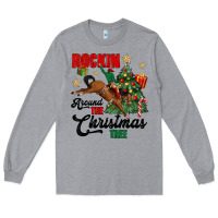 Heather Grey rockin around the christmas tree Long Sleeve Tee - MaliasSmallBusiness