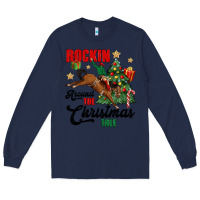 Navy rockin around the christmas tree Long Sleeve Tee - MaliasSmallBusiness