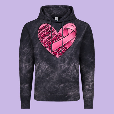 Heart Breast Cancer Vintage Hoodie Designed By Maliassmallbusiness