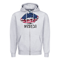 Heather Grey American lip Zipper Hoodie - Bettercallsaul