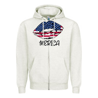 Oatmeal Heather American lip Zipper Hoodie - Bettercallsaul
