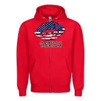 Red American lip Zipper Hoodie - Bettercallsaul
