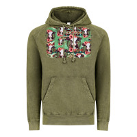 Baby Cow Floral Aztec Background Vintage Hoodie | Teevron