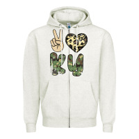 Oatmeal Heather Peace Love Zipper Hoodie - Bettercallsaul