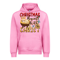Fuchsia Pink christmas begins with christ Urban Hoodie - FaDigitalArtStudio