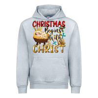 Heather Grey christmas begins with christ Urban Hoodie - FaDigitalArtStudio