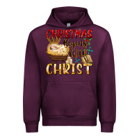 Mauve Wine christmas begins with christ Urban Hoodie - FaDigitalArtStudio