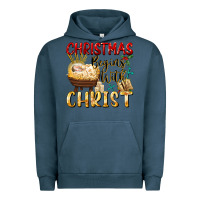 Pigment Midnight Navy christmas begins with christ Urban Hoodie - FaDigitalArtStudio