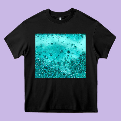 Turquoise Glitter Heavy Core Tee Designed By Jahusdesignshop