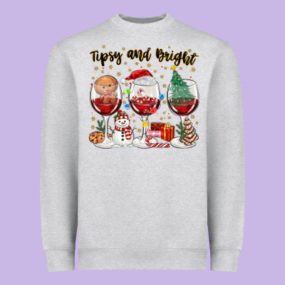 Tipsy And Bright Christmas Heavyweight Sweatshirt Designed By Maliassmallbusiness