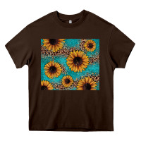 Chocolate Brown sunflower turquoise glitter Heavy Core Tee - JahusDesignShop