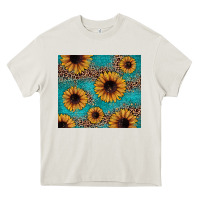 Cream sunflower turquoise glitter Heavy Core Tee - JahusDesignShop